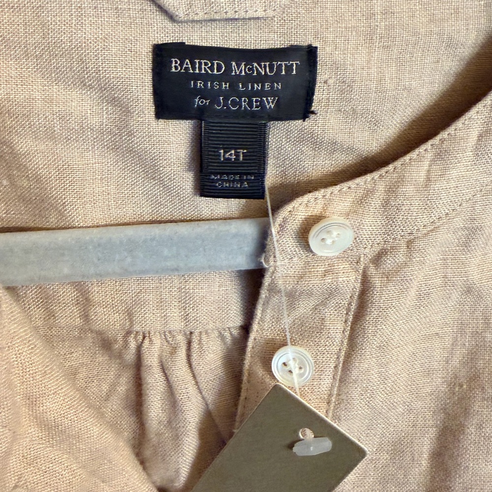 J. Crew | Baird McNutt Irish Linen Top Long Sleeve Blouse Size 14T - Picture 10 of 11